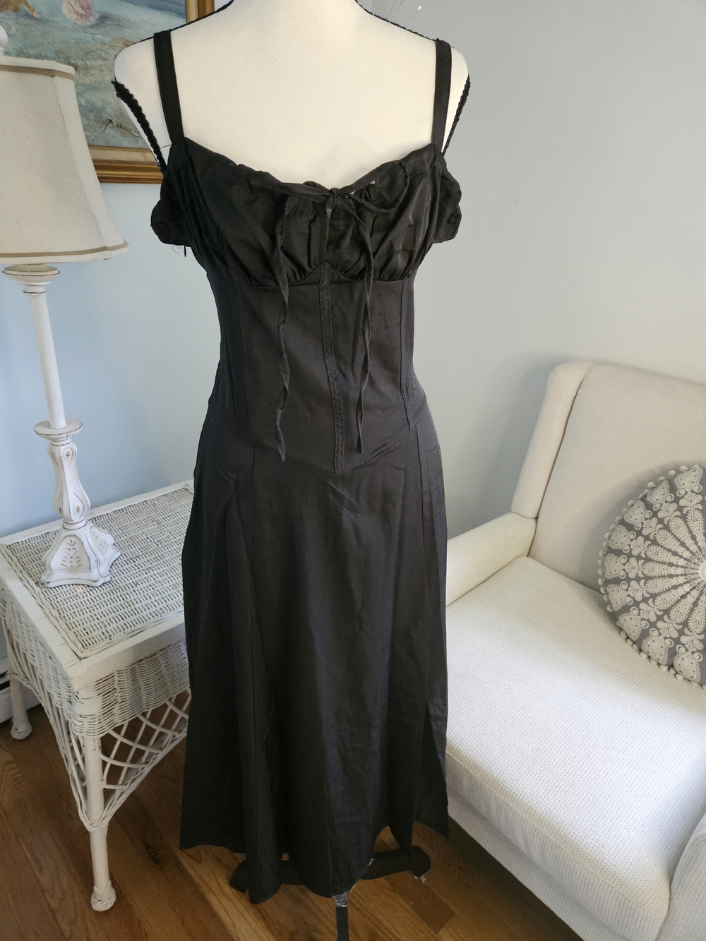 Black Corset-Style Midi Dress